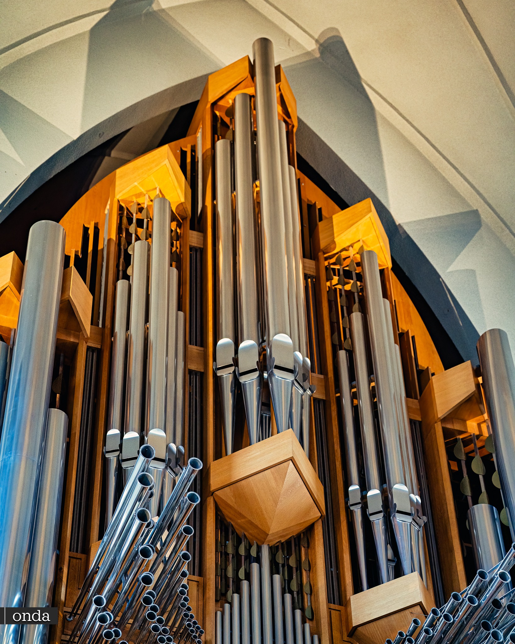 organ in Hallgrímskirkja church, in the capital of Iceland Reykjavik 