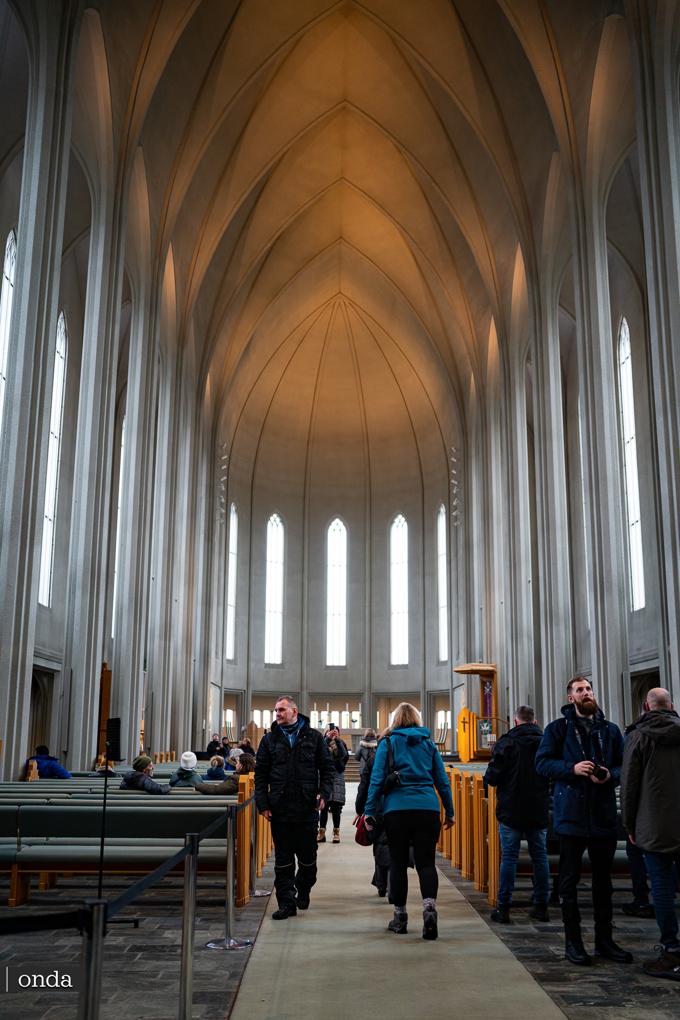 Interior of Hallgrímskirkja, mighty church in the capital of Iceland Reykjavik 