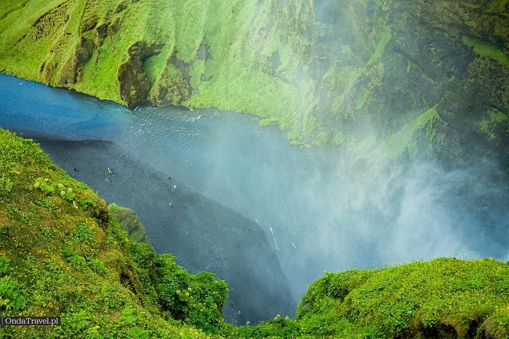 view from the platform above Skógafoss – waterfall on Iceland's south coast