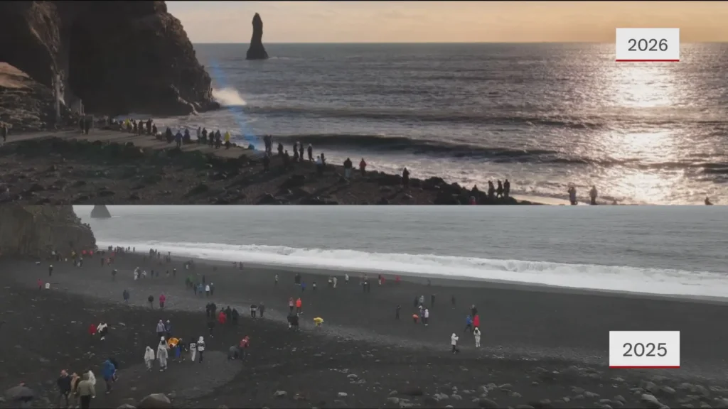 Iceland Major changes on the black beach Reynisfjara after a strong storm