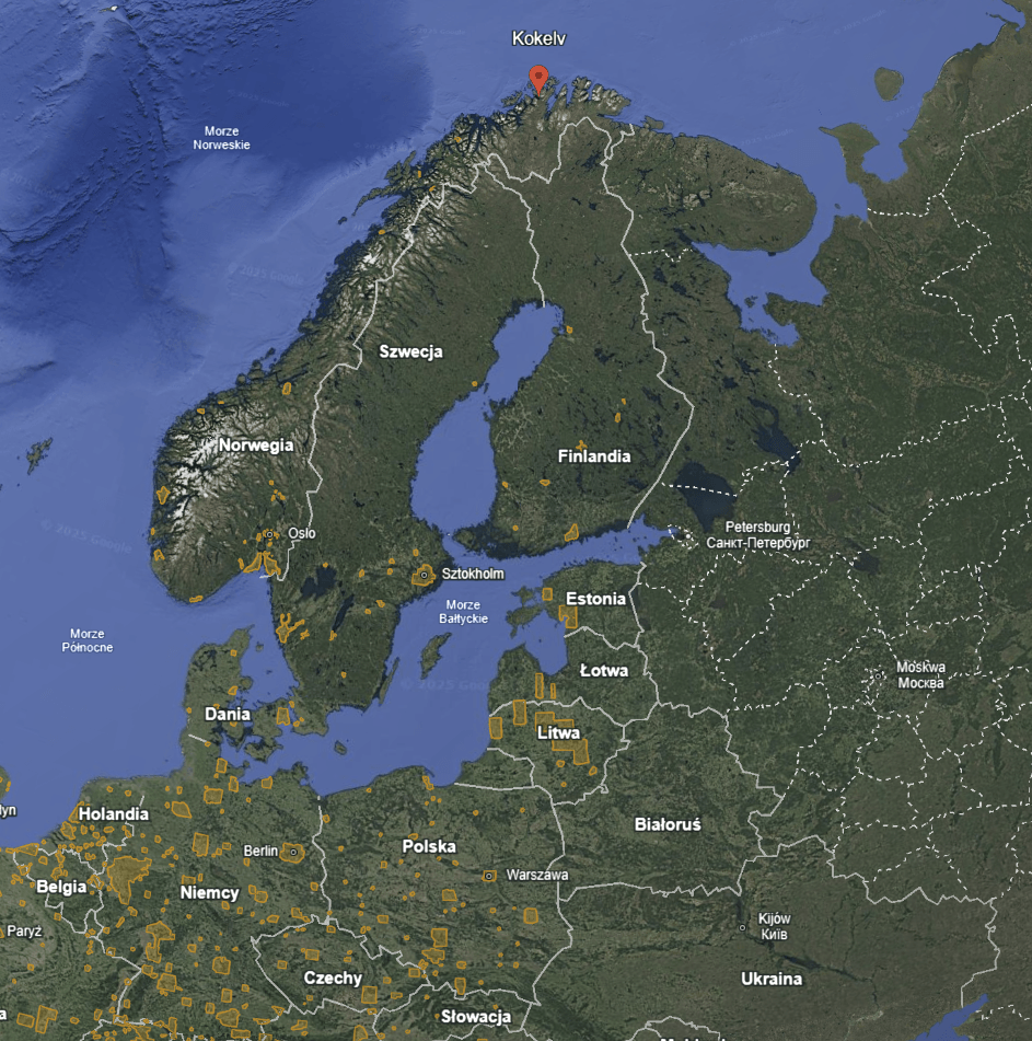 Where is the village of Kokelv located in the municipality of Hammerfest, Northern Norway