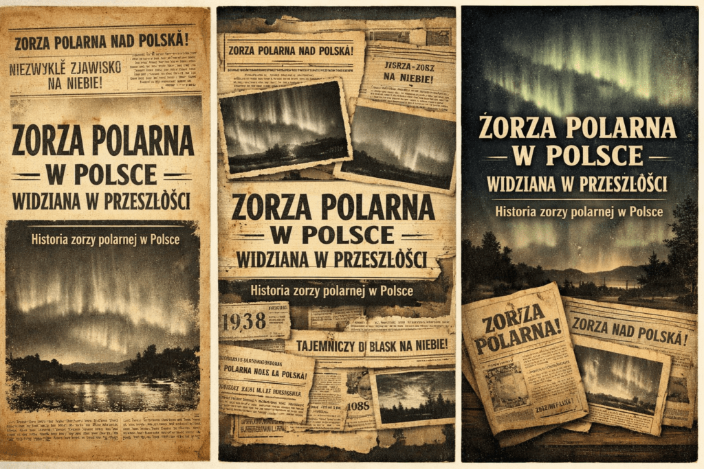 Zorza polarna w polsce widziana w przeszłości. Zorza polarna w Polsce widziana w przeszłości – okładka artykułu w stylu retro z nagłówkami starych gazet