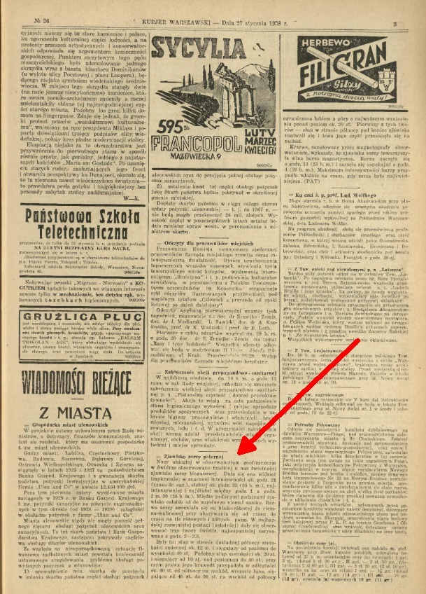 Zorza polarna w polsce widziana w przeszłości . Historia zorzy polarnej w Polsce