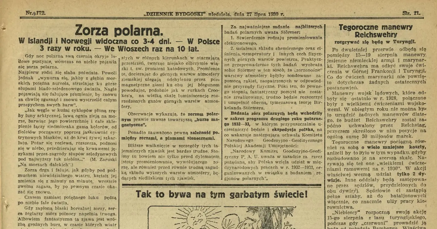 Zorza polarna w polsce widziana w przeszłości . Historia zorzy polarnej w Polsce 