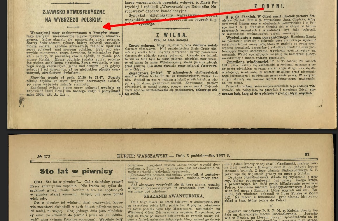 Zorza polarna w polsce widziana w przeszłości . Historia zorzy polarnej w Polsce