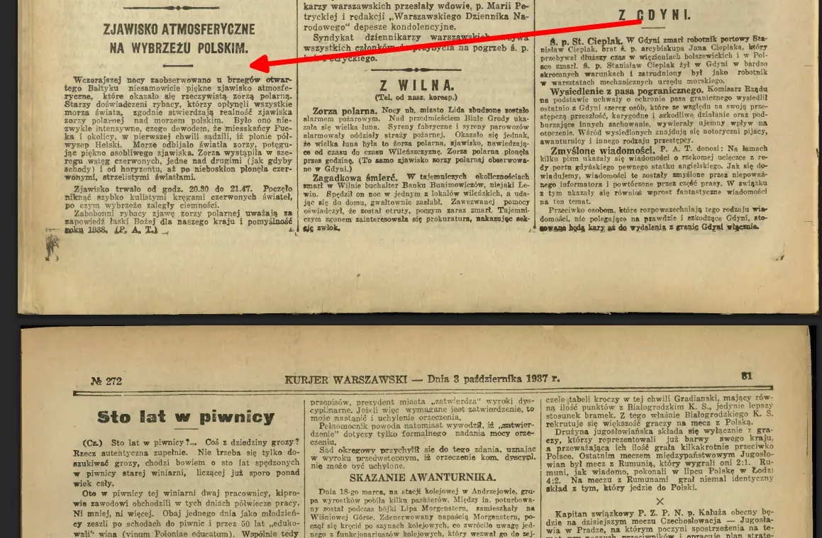 Zorza polarna w polsce widziana w przeszłości . Historia zorzy polarnej w Polsce 