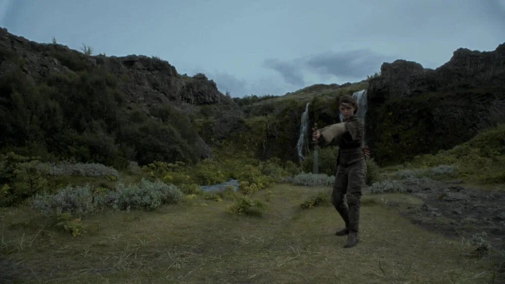 Arya Stark and The Hound in the valley from Game of Thrones in Gjáin, Stangarvegur, Iceland - Copyrights HBO