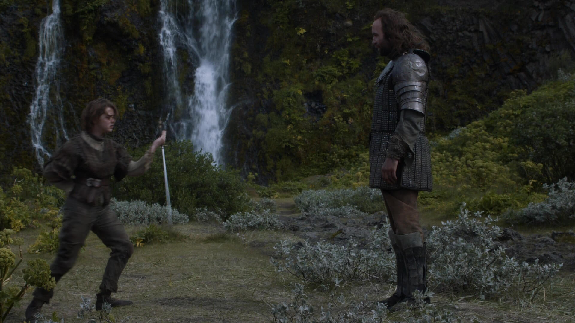 Arya Stark y el Perro en el valle de Gjáin, Stangarvegur, Islandia — Juego de Tronos - Copyrights HBO