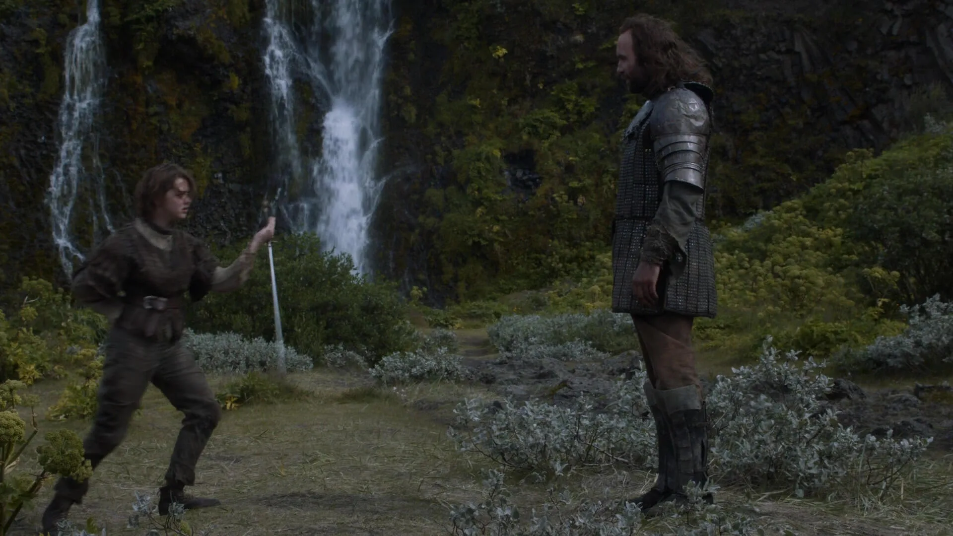 Arya Stark and The Hound in the valley from Game of Thrones in Gjáin, Stangarvegur, Iceland - Copyrights HBO