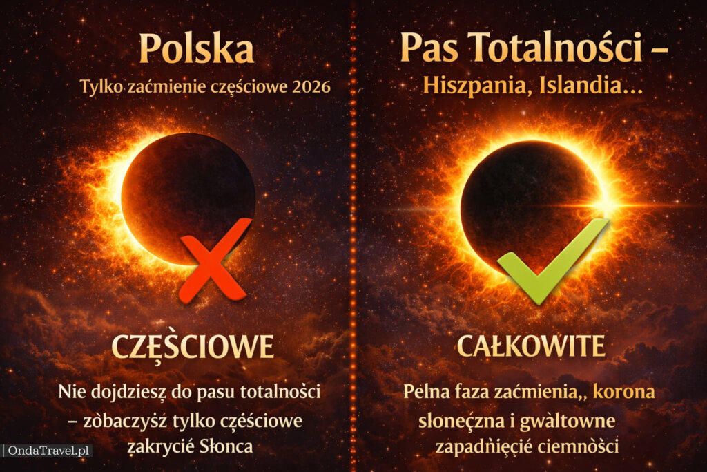 mapa zaćmienia słońca 2026 hiszpania galicja saragossa baleary pas całkowitości