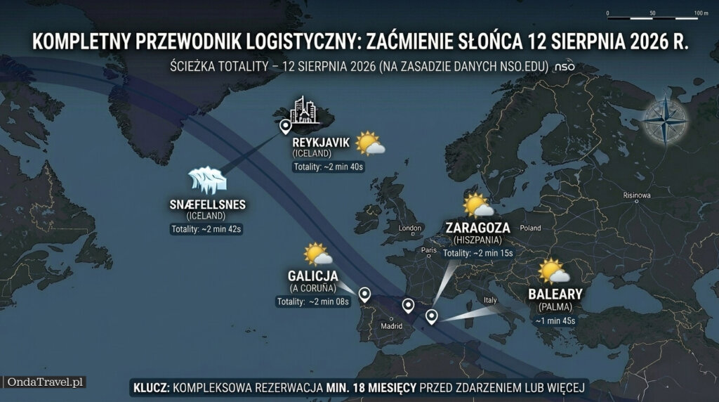 gdzie zobaczyć zaćmienie słońca 2026 islandia czy hiszpania najlepsze miejsca obserwacji