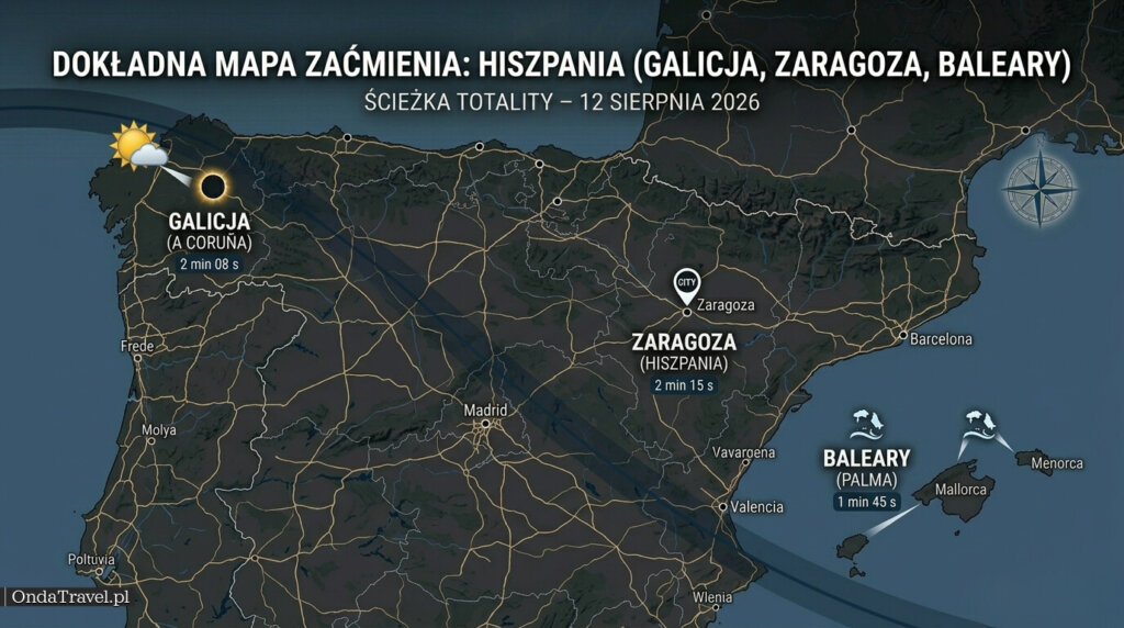 oficjalna mapa zaćmienia słońca 2026 hiszpania przebieg pasa całkowitości