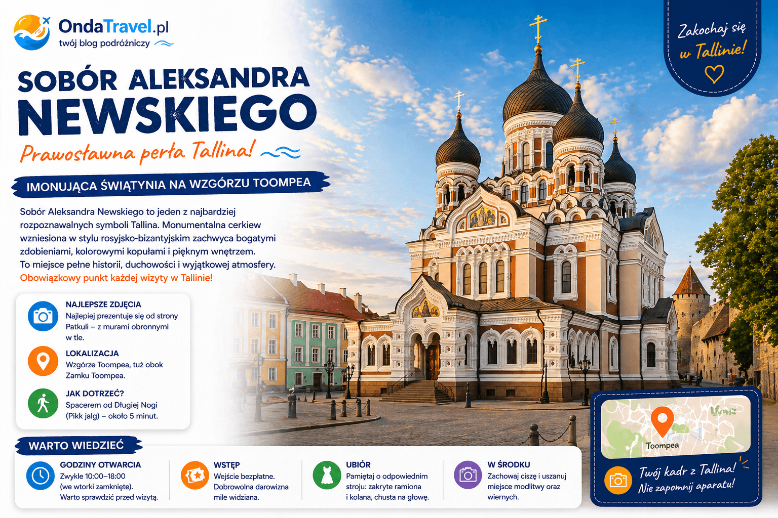 Sobór Aleksandra Newskiego w Tallinie jako jeden z najważniejszych punktów na Toompea