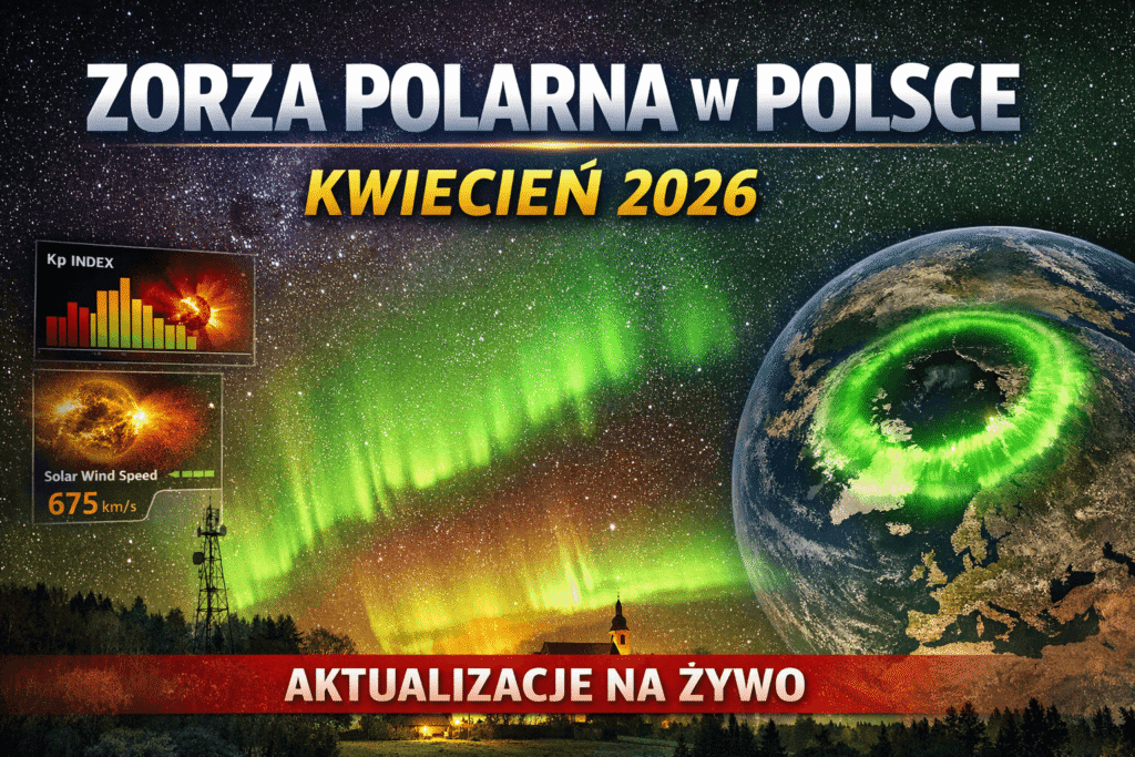 Zorza polarna w Polsce w kwietniu 2026 aktualizacje na żywo, prognoza NOAA, okna obserwacyjne i radar zorzy dla Polski.
