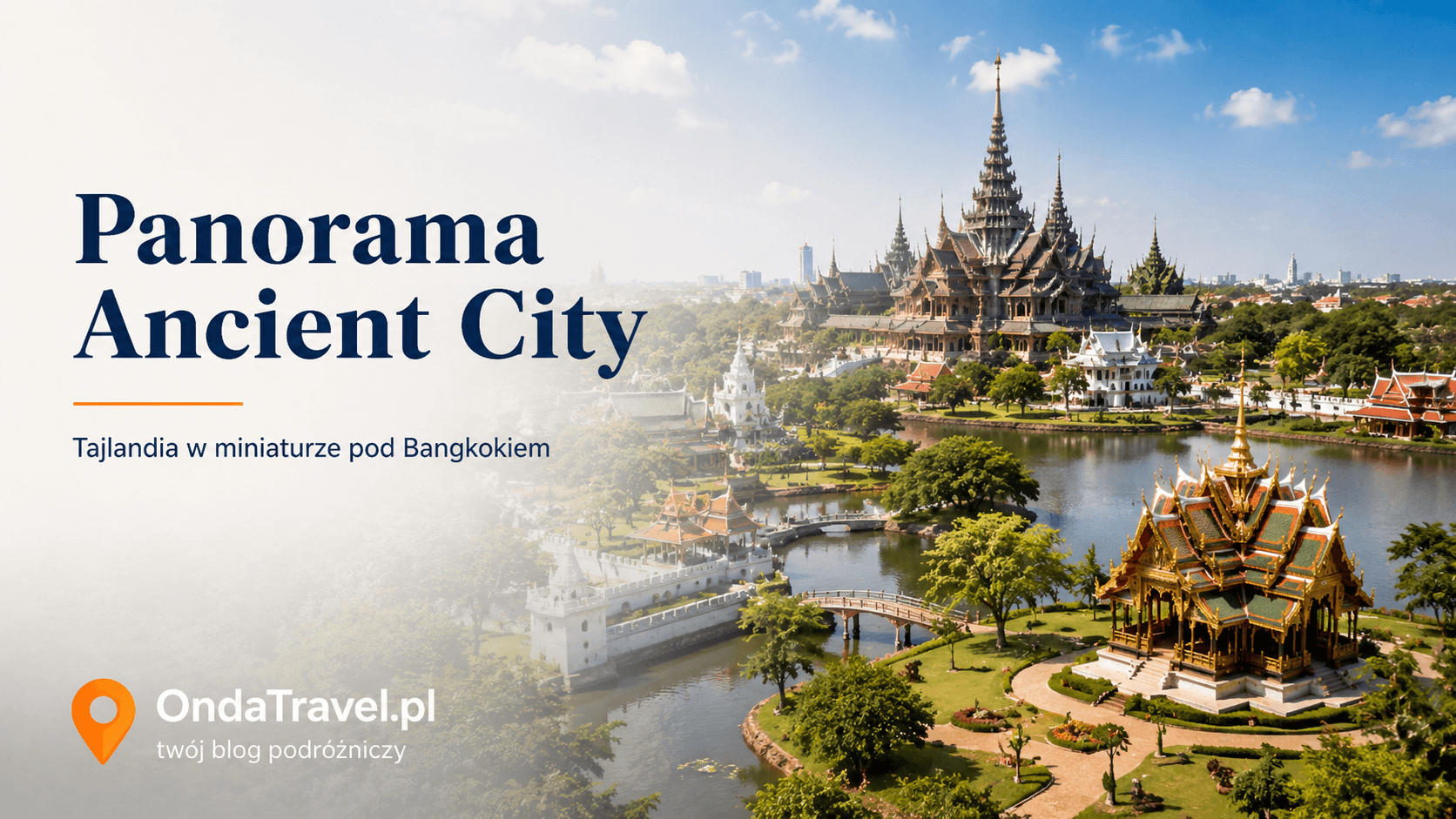 Panorama Ancient City Bangkok, Tajlandia w miniaturze w muzeum plenerowym Mueang Boran