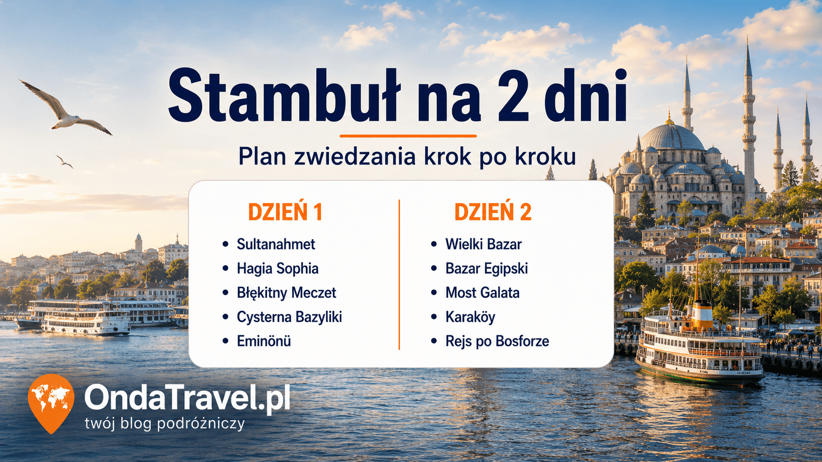 Stambuł na 2 dni — plan zwiedzania z Hagia Sophia, Błękitnym Meczetem, Bosforem, Galatą i bazarami