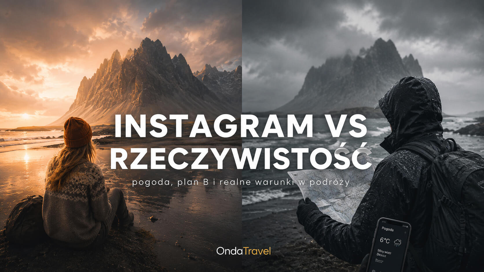 Grafika sekcyjna: darecation, Instagram kontra rzeczywistość, pogoda i planowanie.