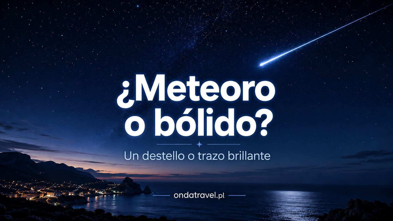 Meteoro o bólido brillante cruzando rápidamente el cielo nocturno
