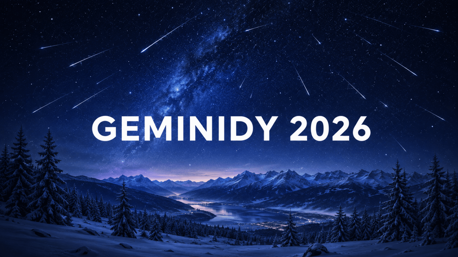 Geminidy 2026 — intensywny deszcz meteorów nad zimową doliną