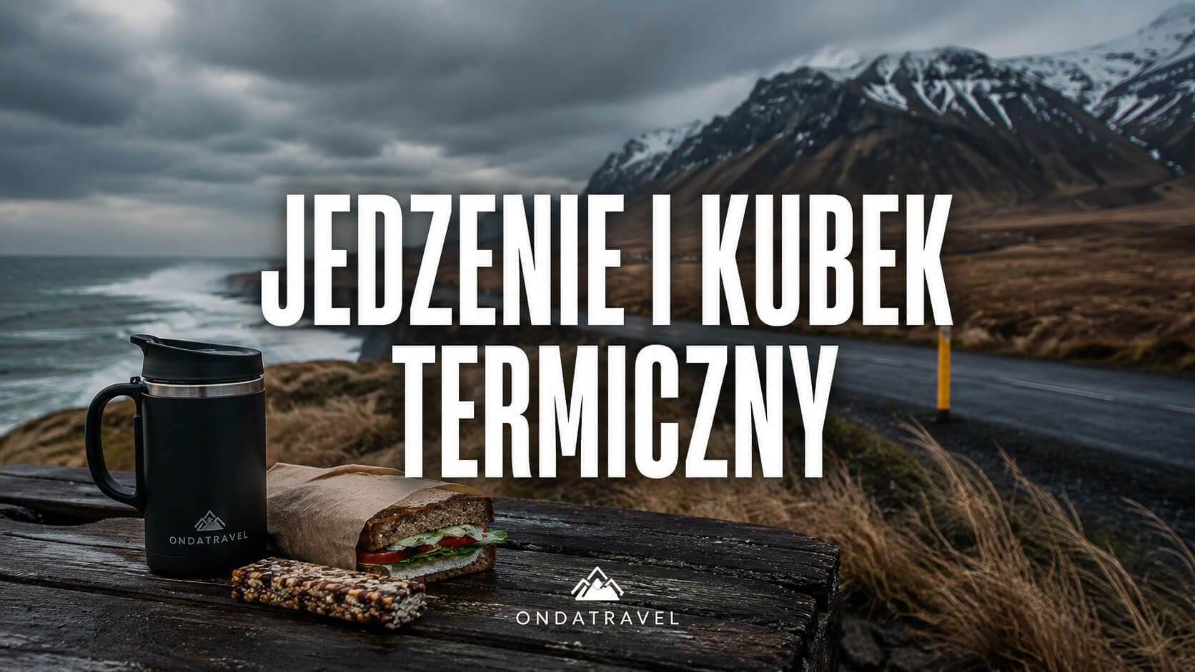 Jedzenie i kubek termiczny przydatne podczas podróży po Islandii