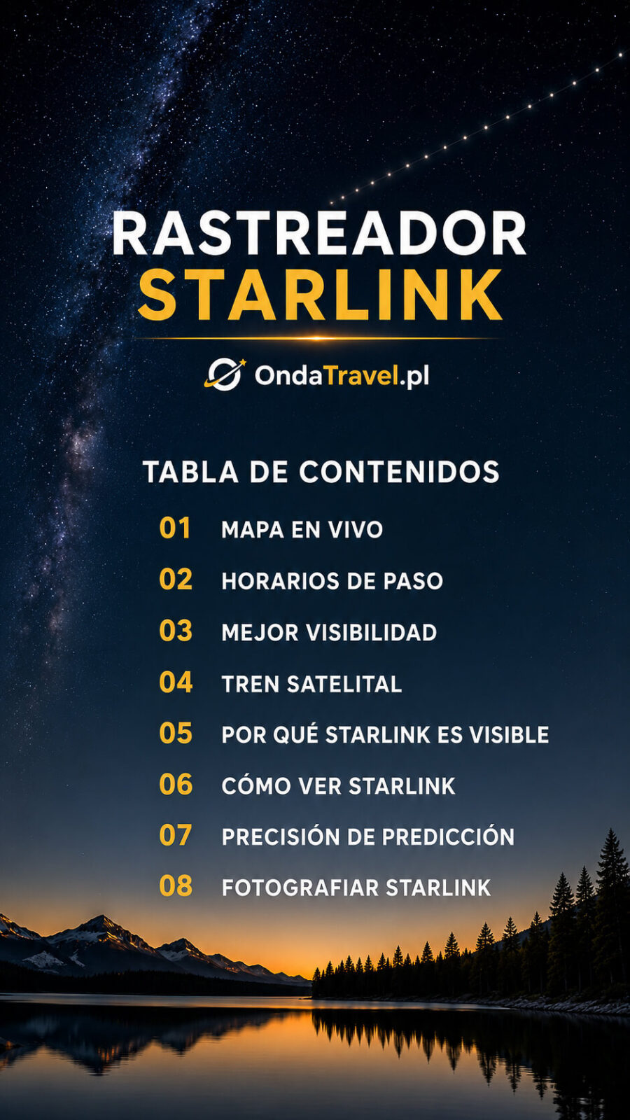 Rastreador Starlink – tabla de contenidos de la guía