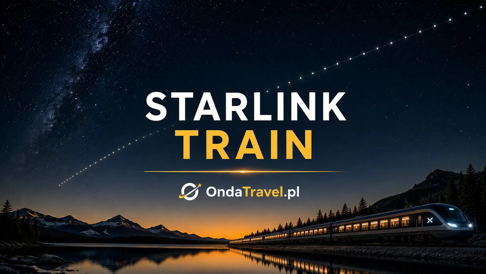 Starlink satellite train crossing the night sky