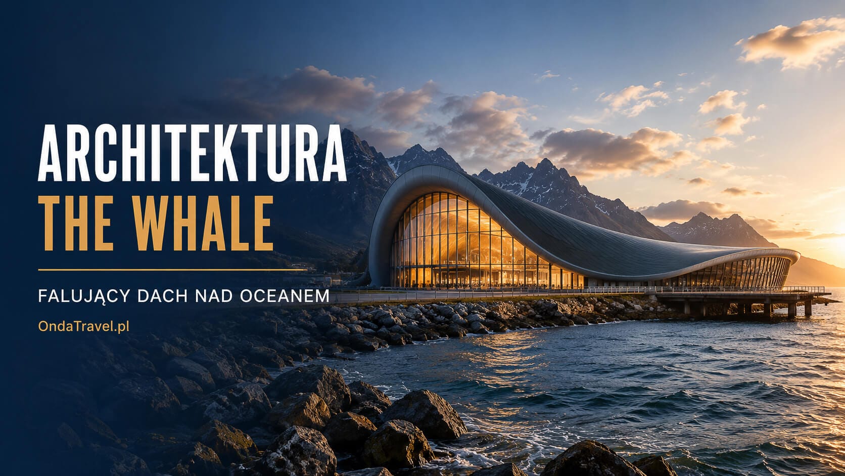 Projekt The Whale w Andenes z falującym dachem wpisanym w wybrzeże