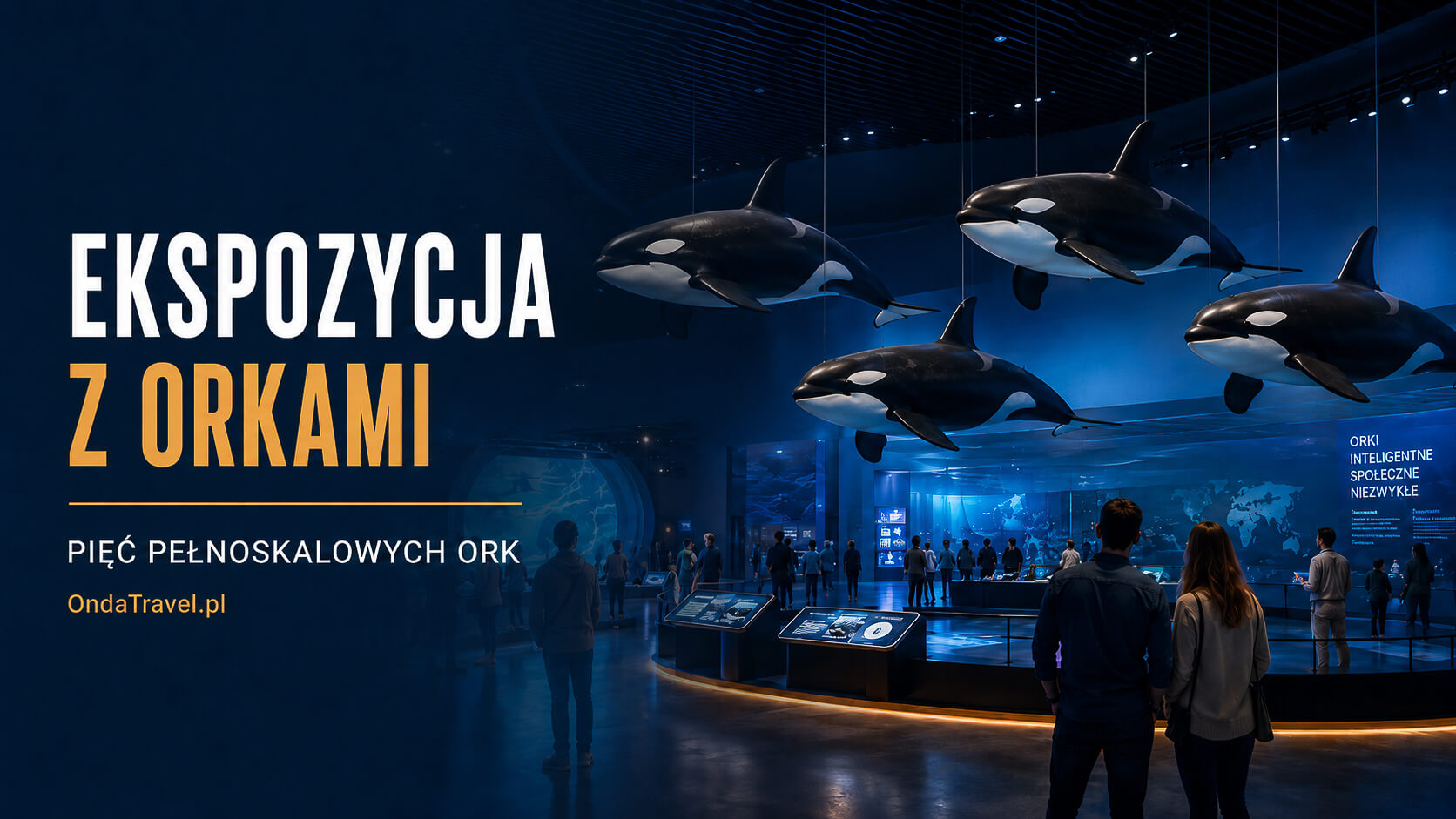Naturalnej wielkości orki jako część ekspozycji The Whale w Andenes