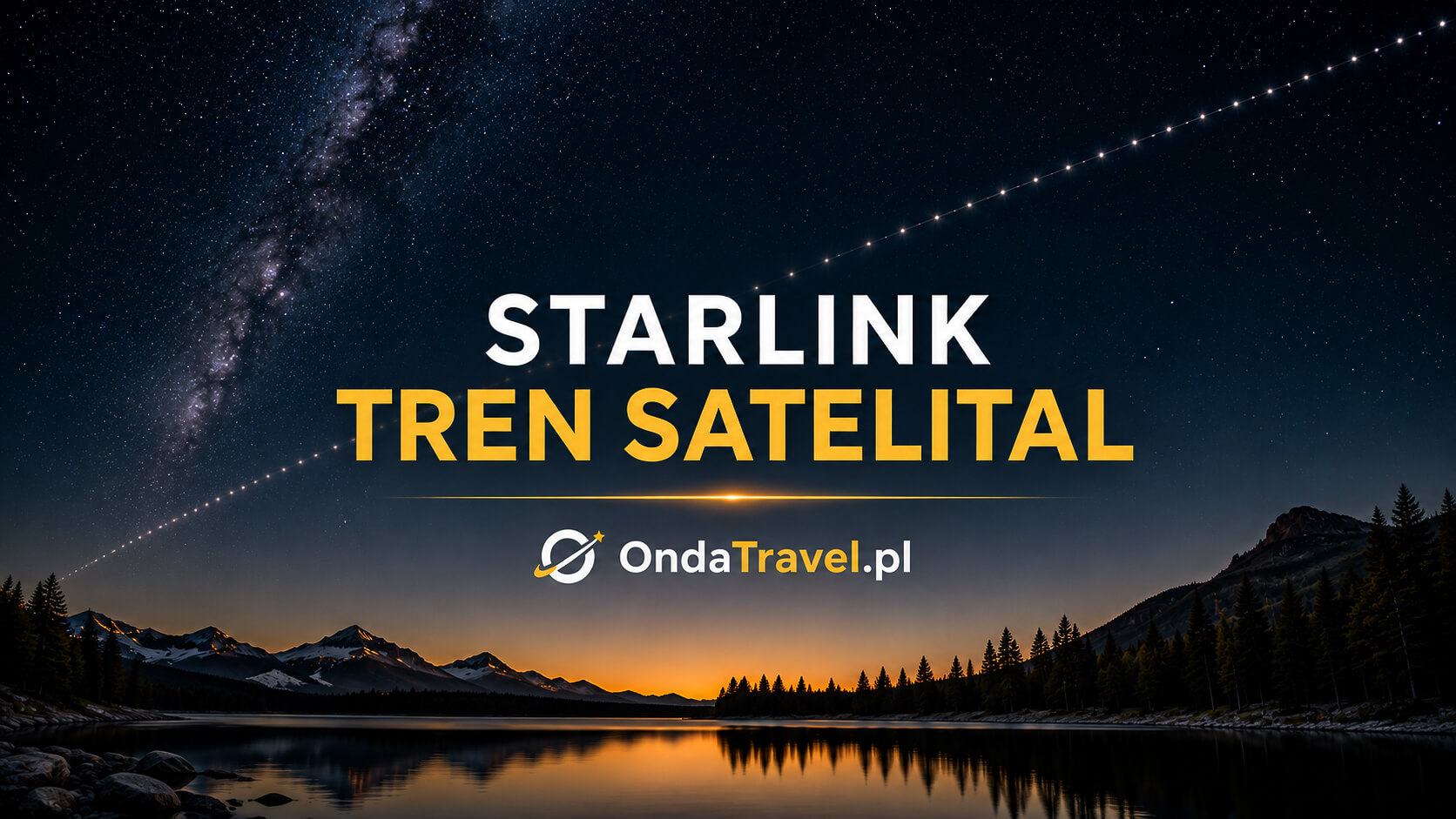 Tren de satélites Starlink cruzando el cielo nocturno