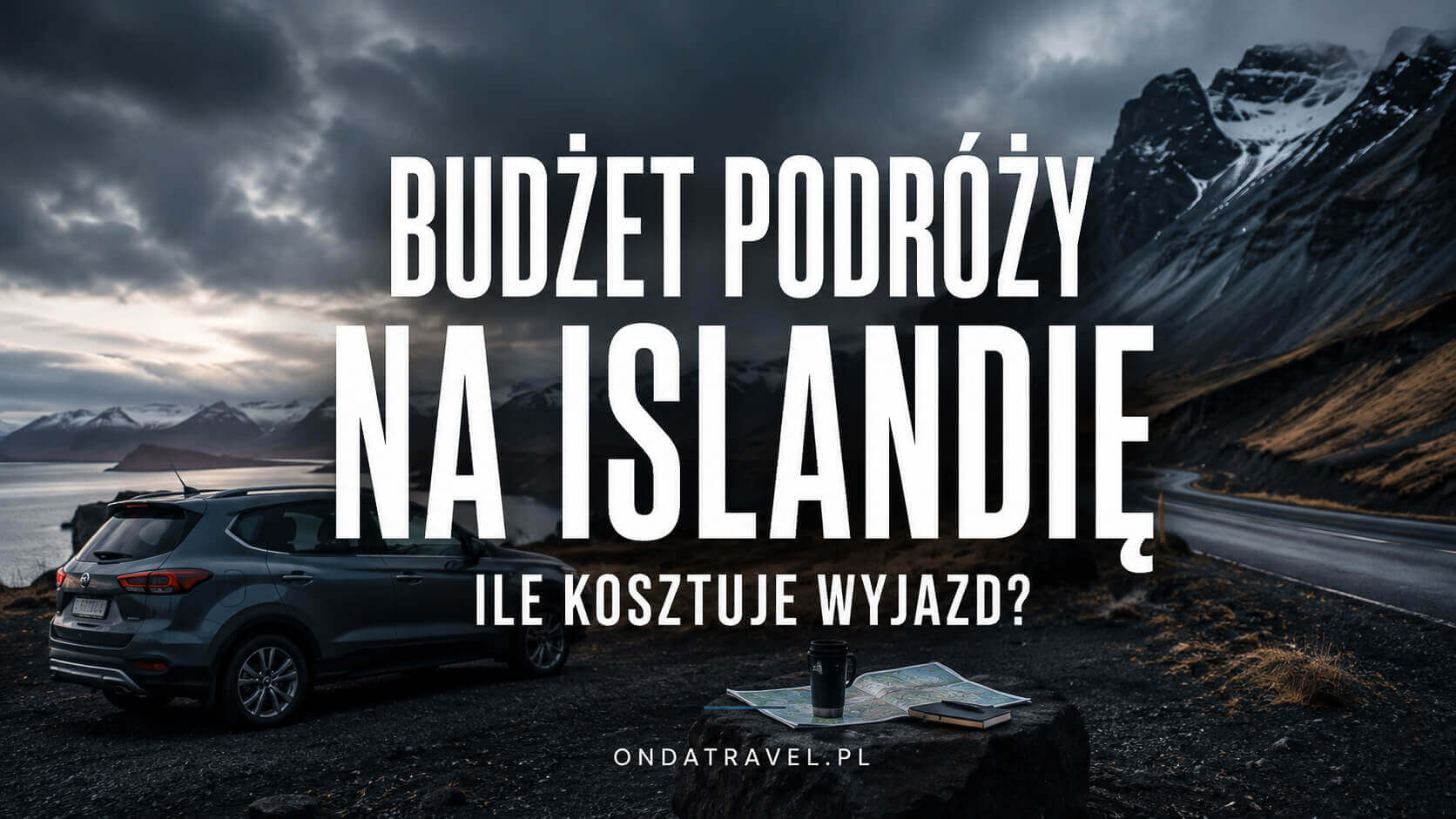 Budżet podróży na Islandię – samochód na islandzkiej trasie w górskim krajobrazie