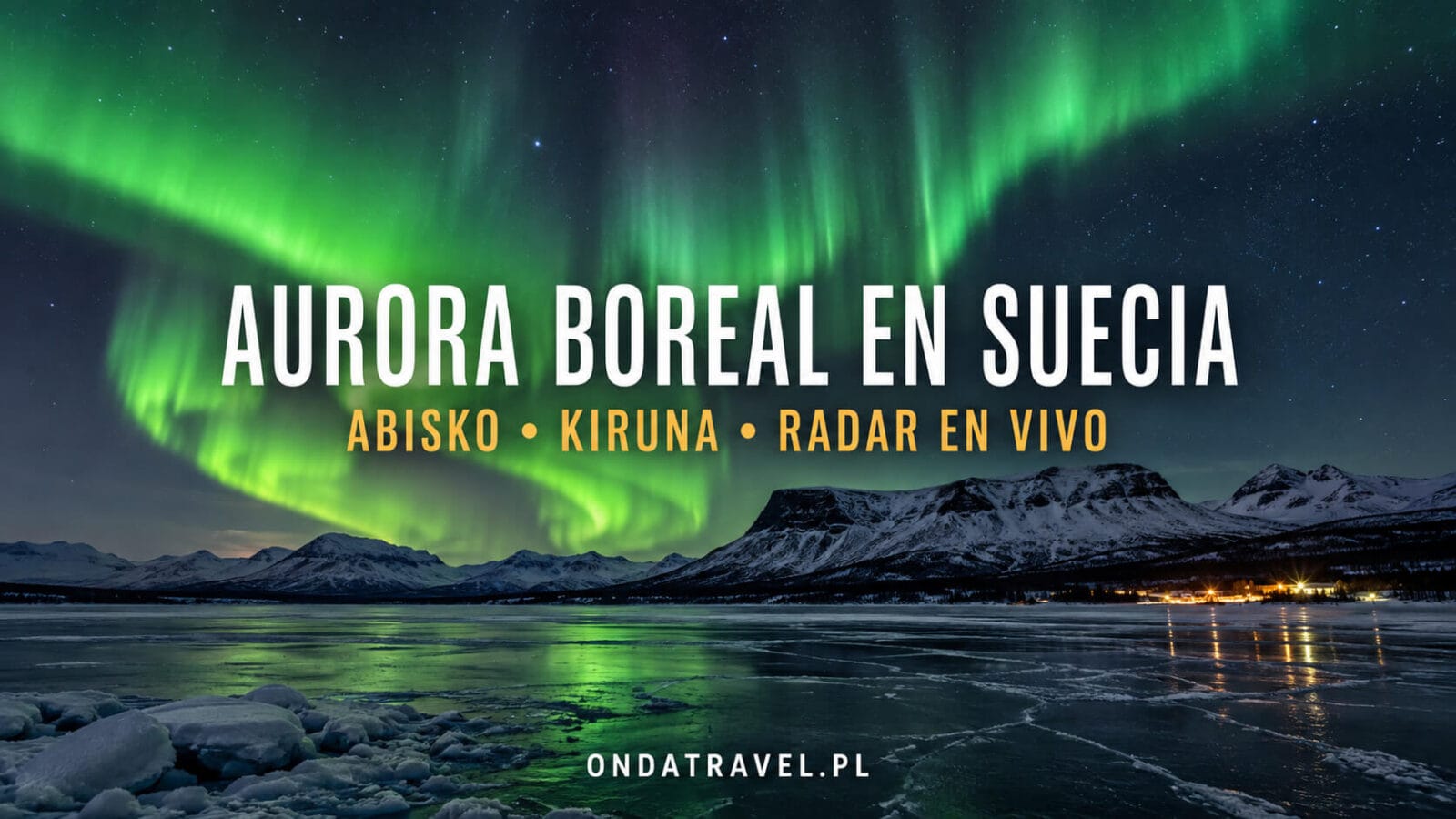Northern lights above snowy birches and a cabin in Finnish Lapland.