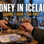 Contactless card payment and Icelandic kroner at a café in Reykjavík.