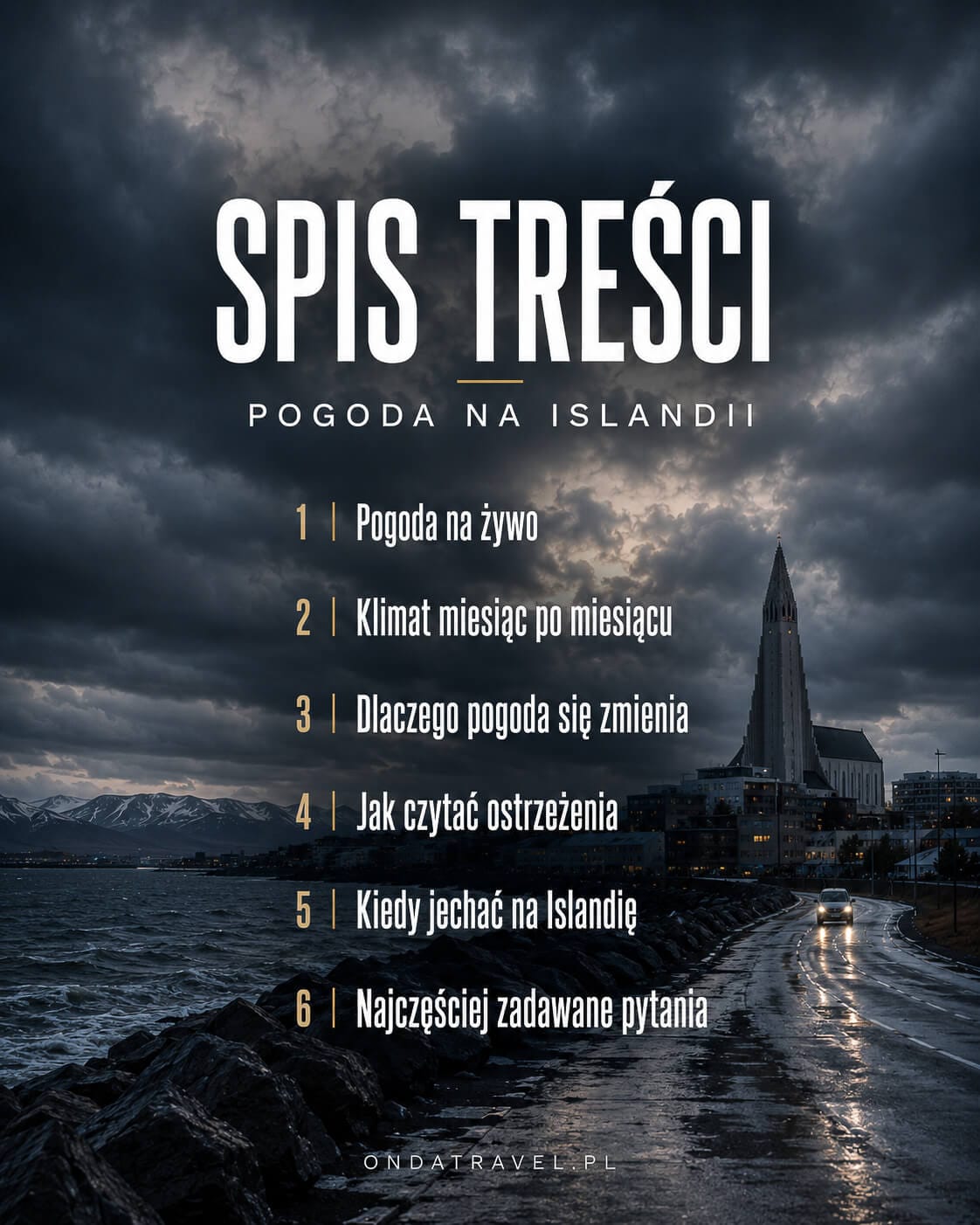 Spis treści przewodnika o pogodzie na Islandii