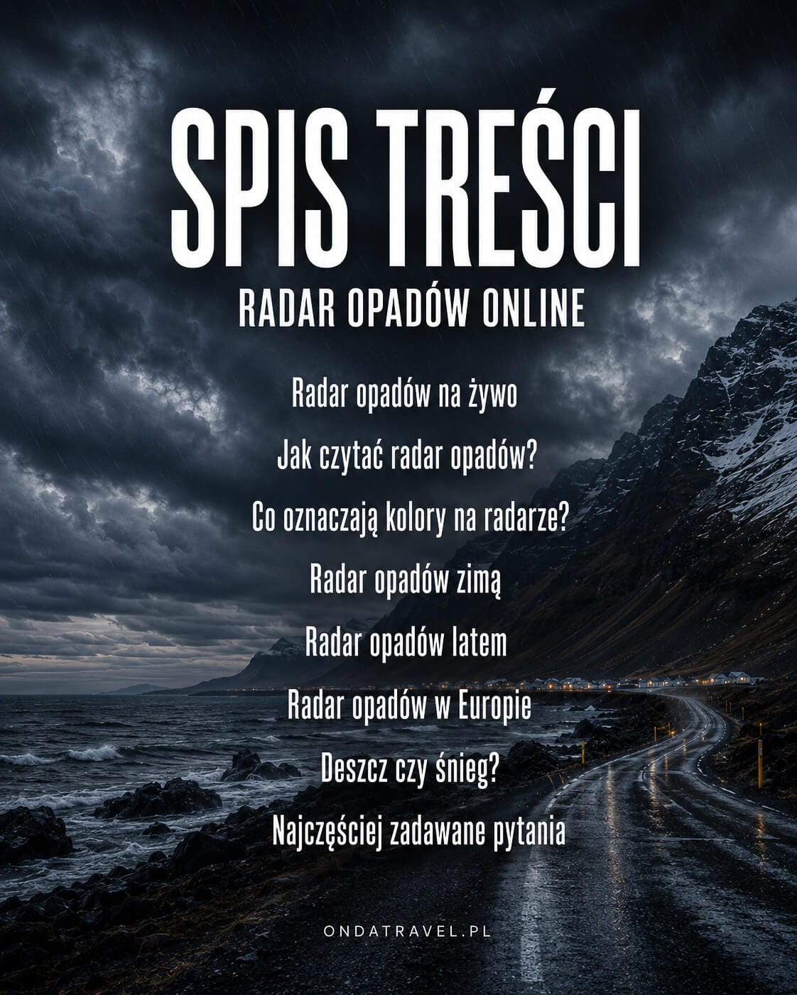 Spis treści przewodnika o radarze opadów online