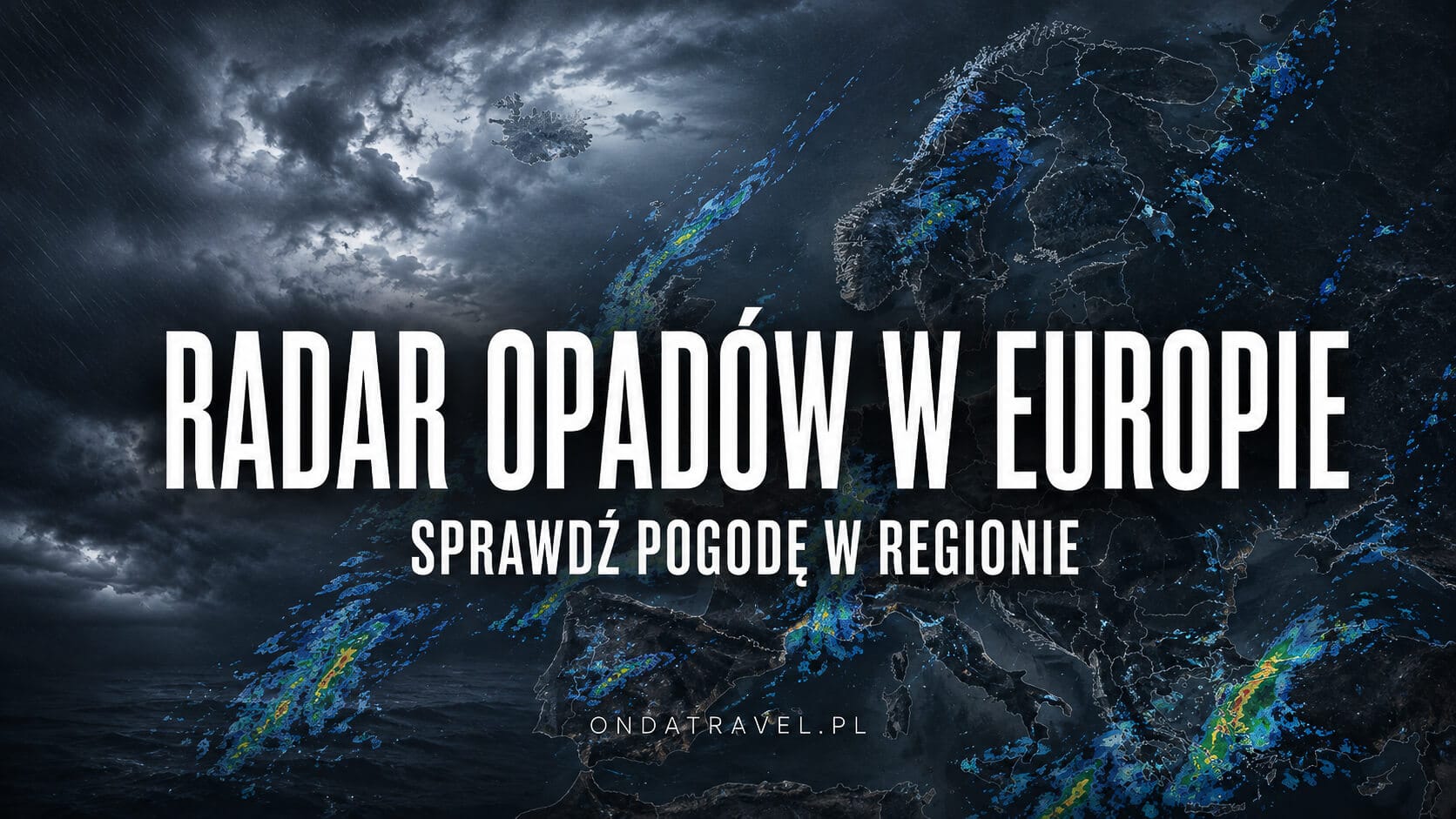Radar opadów w Europie z mapą pogody w regionie
