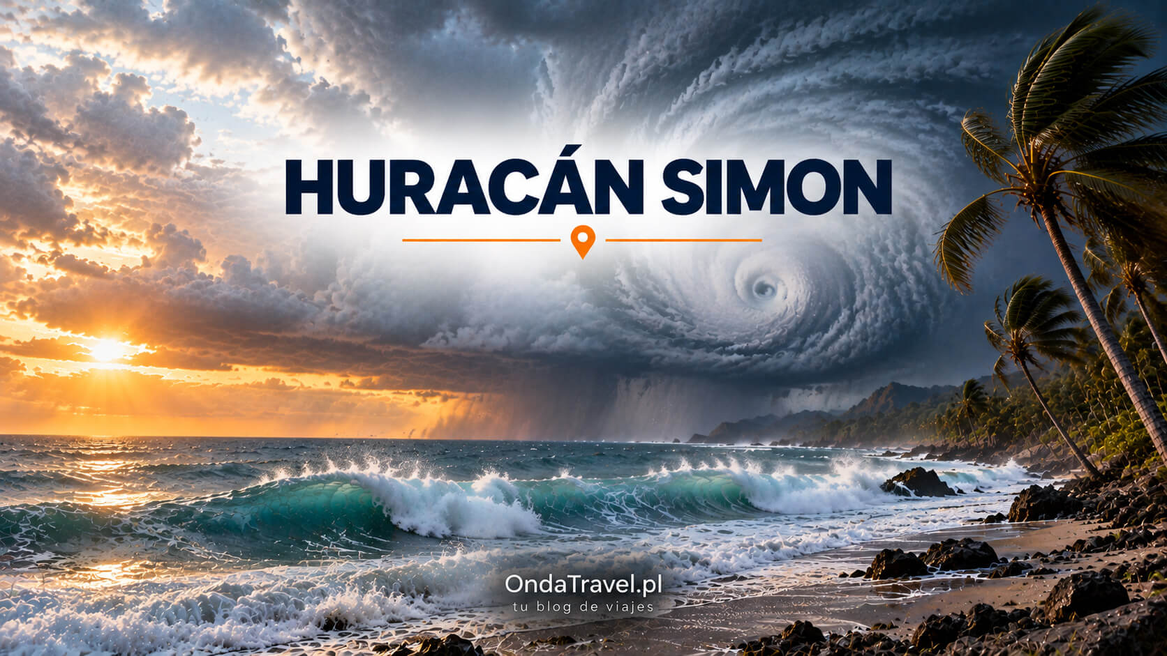 El huracán Simon frente a la costa del Pacífico de México: ilustración del artículo, no fotografía documental.