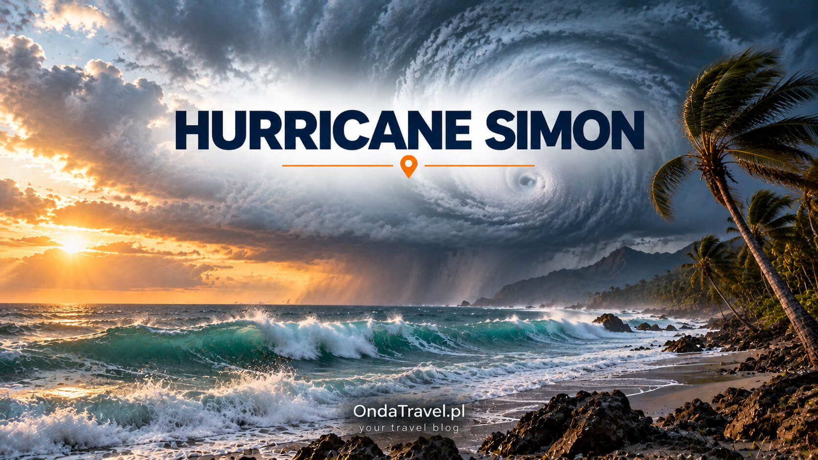 Hurricane Simon approaching Mexico's Pacific coast — illustration for the article, not documentary photography.