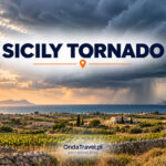 A tornado over the fields of western Sicily near Marsala — illustration for the article, not documentary photography.