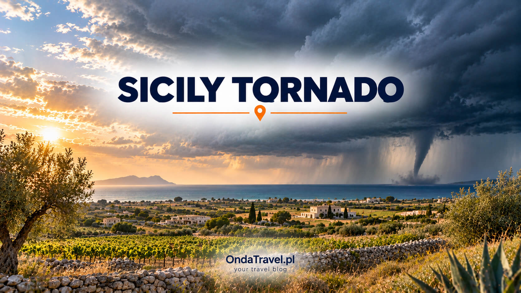A tornado over the fields of western Sicily near Marsala — illustration for the article, not documentary photography.
