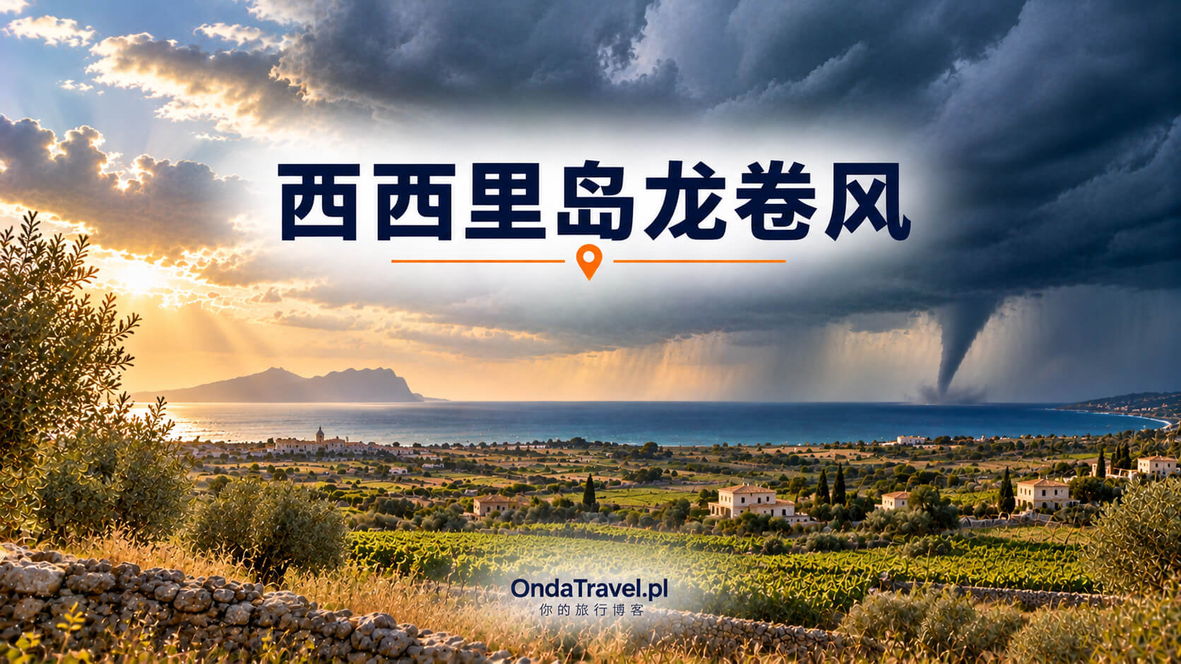 马尔萨拉附近西西里岛西部田野上空的龙卷风——文章配图，非纪实照片。