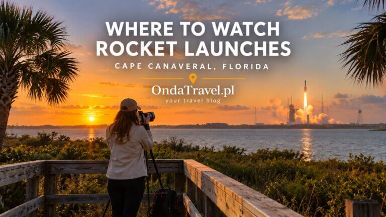 Spectators by a Florida lagoon watching a Cape Canaveral launch