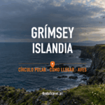 Grímsey, Islandia: acantilados, océano y Círculo Polar — ilustración de guía, no fotografía documental.