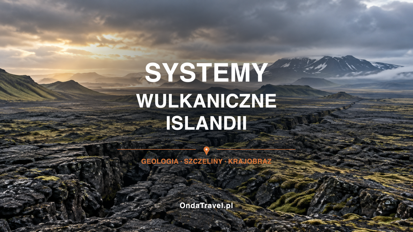 System wulkaniczny Islandii: szczeliny w bazaltowym krajobrazie